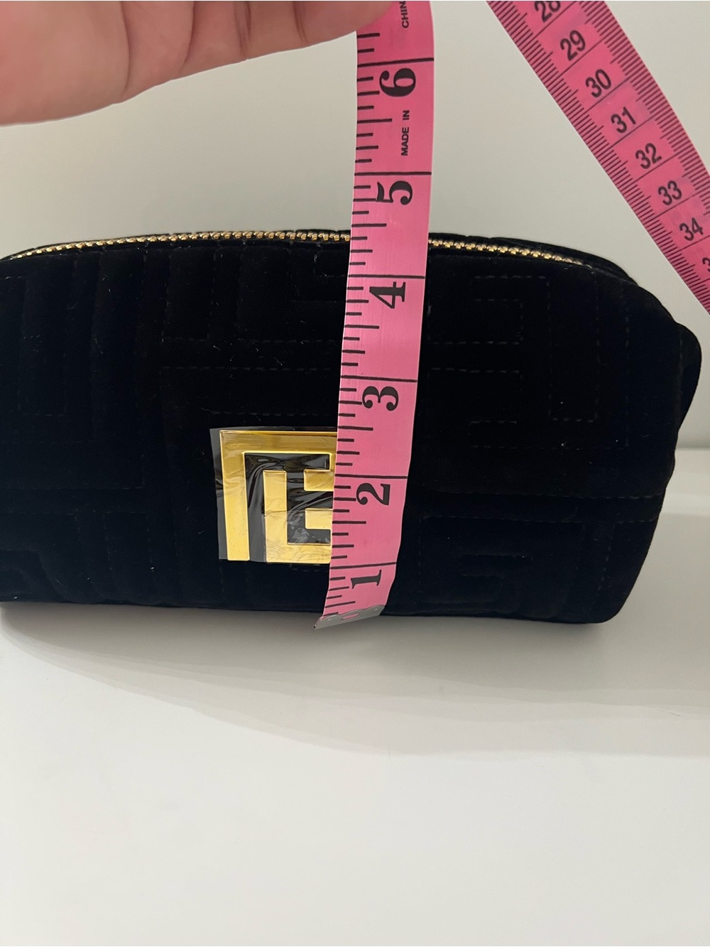 Balmain Black Quilted Velvet Cosmetic Pouch with Gold Hardware - Picture 10 of 10